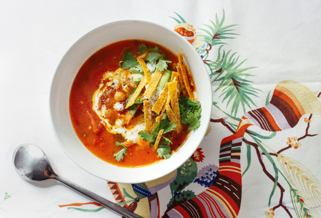 Mexican Tomato & Chickpea Tortilla Soup - YumUniverse